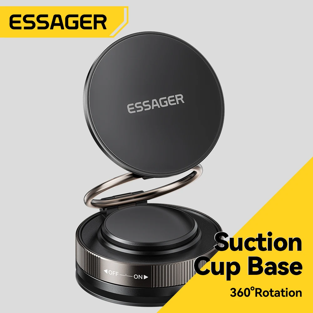 

Essager Suction Cup Magnetic Car Phone Holder 360 Rotation Folding Base for iphone 16 Kitchen Bathroom Glass Gym Universal Mount