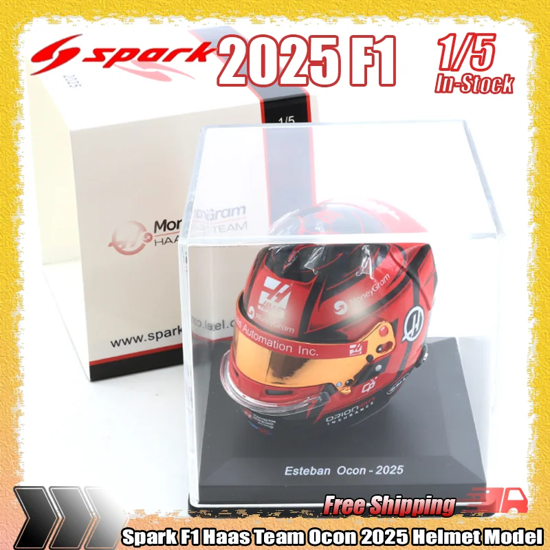 

New In Stock Spark 1:5 F1 Haas Team Ocon 2025 Helmet Resin Miniature Model Ornament Customized Children'S Toys Collectible Gifts