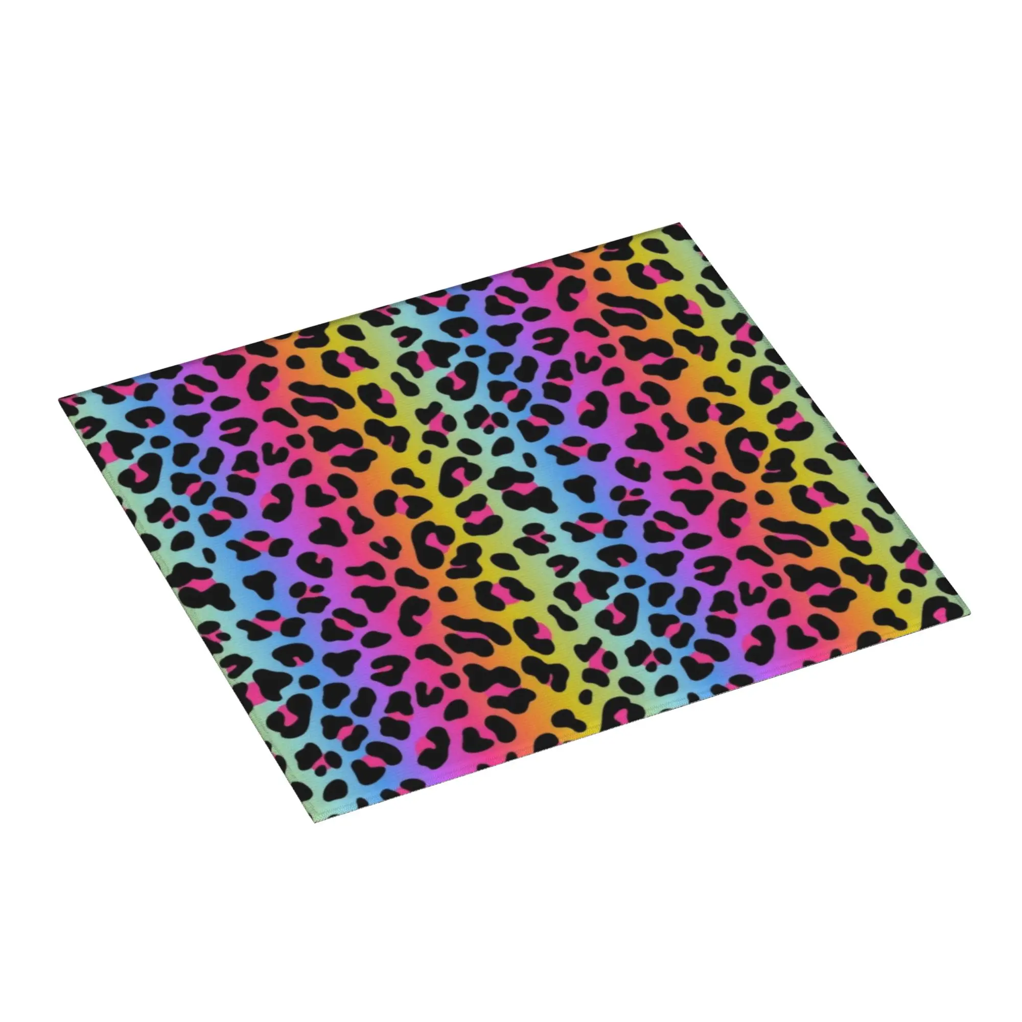 Drying Mat For Kitchen Rainbow Cheetah Leopard Print Water Absorbent Waterproof Reusable  On Slip Kitchen Counter Protector Mat