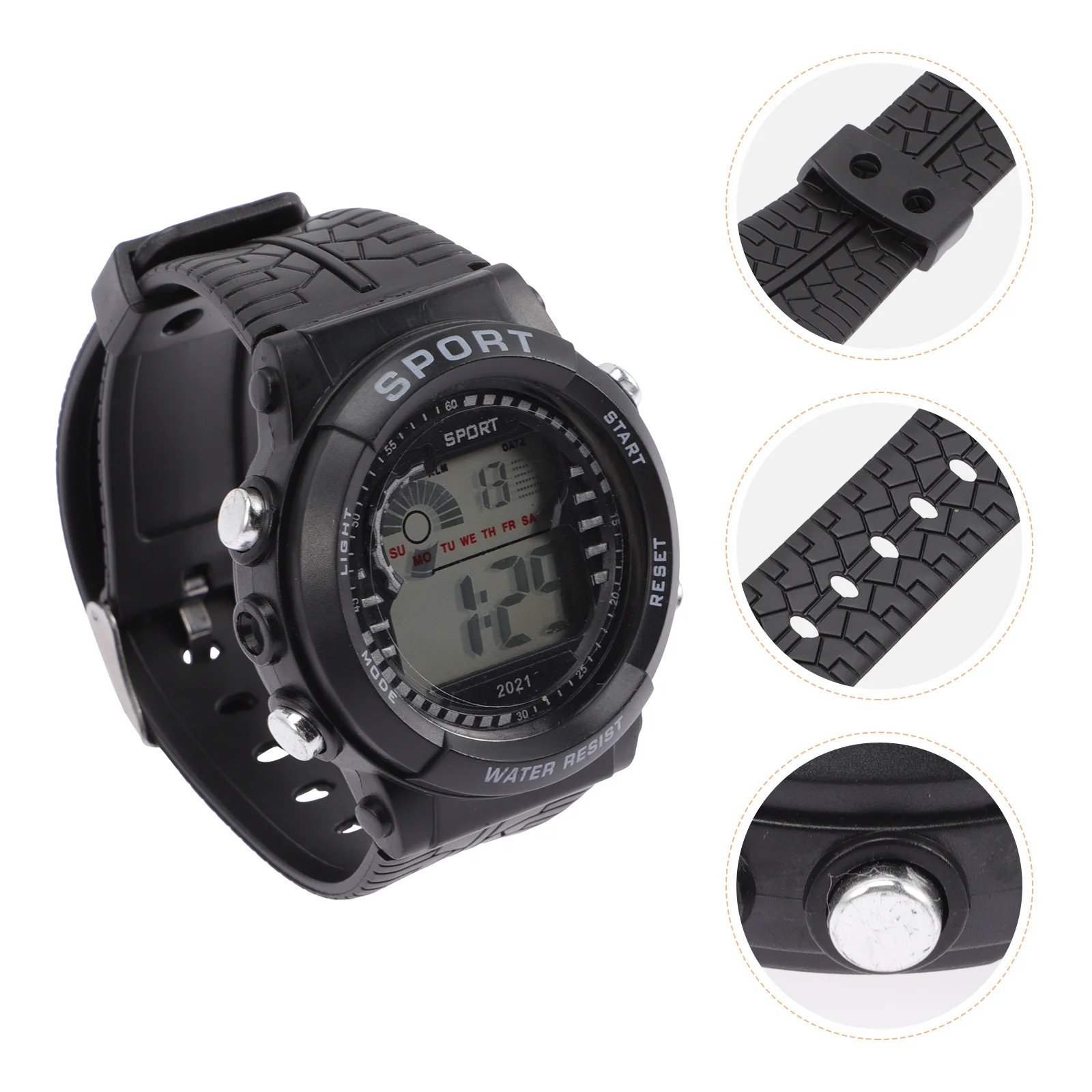 Men Watches Sports Multipurpose Digital Multi-function LED White Men's Large Man