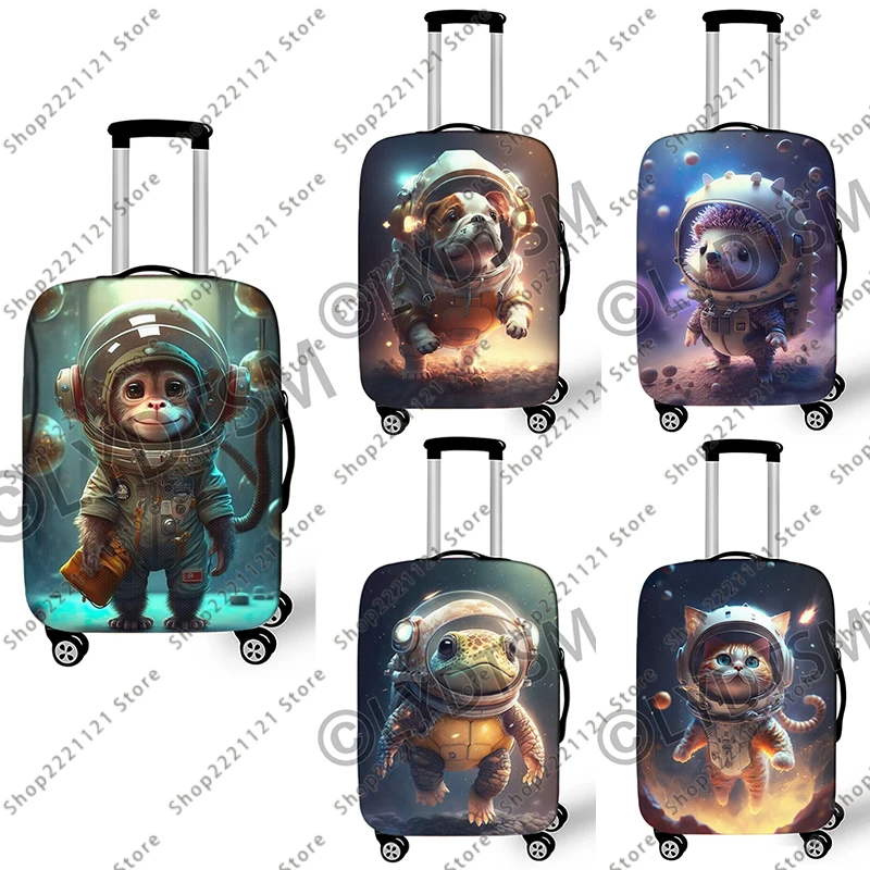 

Чехол для багажа с космическим принтом животных-космонавтов для путешествий, пылезащитный чехол на тележке, эластичные защитные чехлы для чемодана
