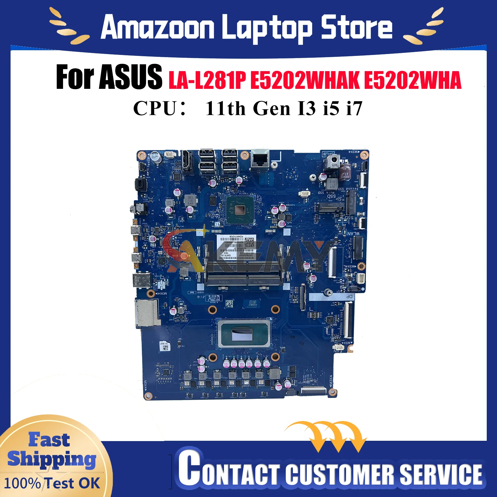 

LA-L281P Материнская плата для ноутбука ASUS ExpertCenter E5 A5402WH E5202WHAK LA-L281P/E5202WHA E5202WHA Материнская плата с 11-го поколения I3 i5 i7