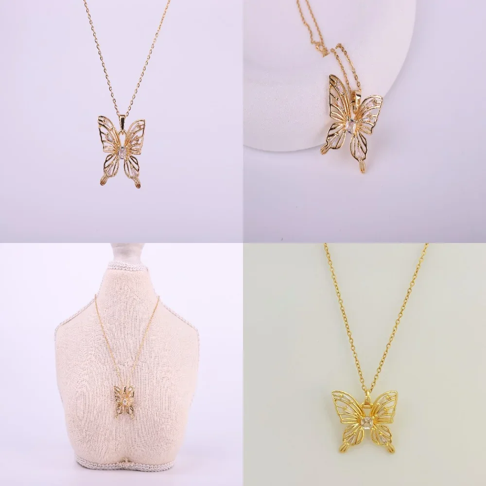 

Hollow out butterfly necklace, women's copper zirconium micro inlaid zircon collarbone chain, fashionable and simple temperament