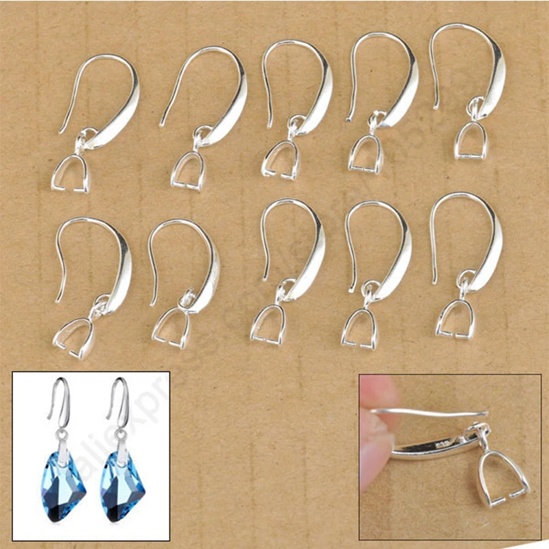 New Arrivals Earring DIY Jewelry Findings 925 Sterling Silver Color 50PCS/Lot Earring Bail Pinch Smooth Hook Fashion Ear Wires