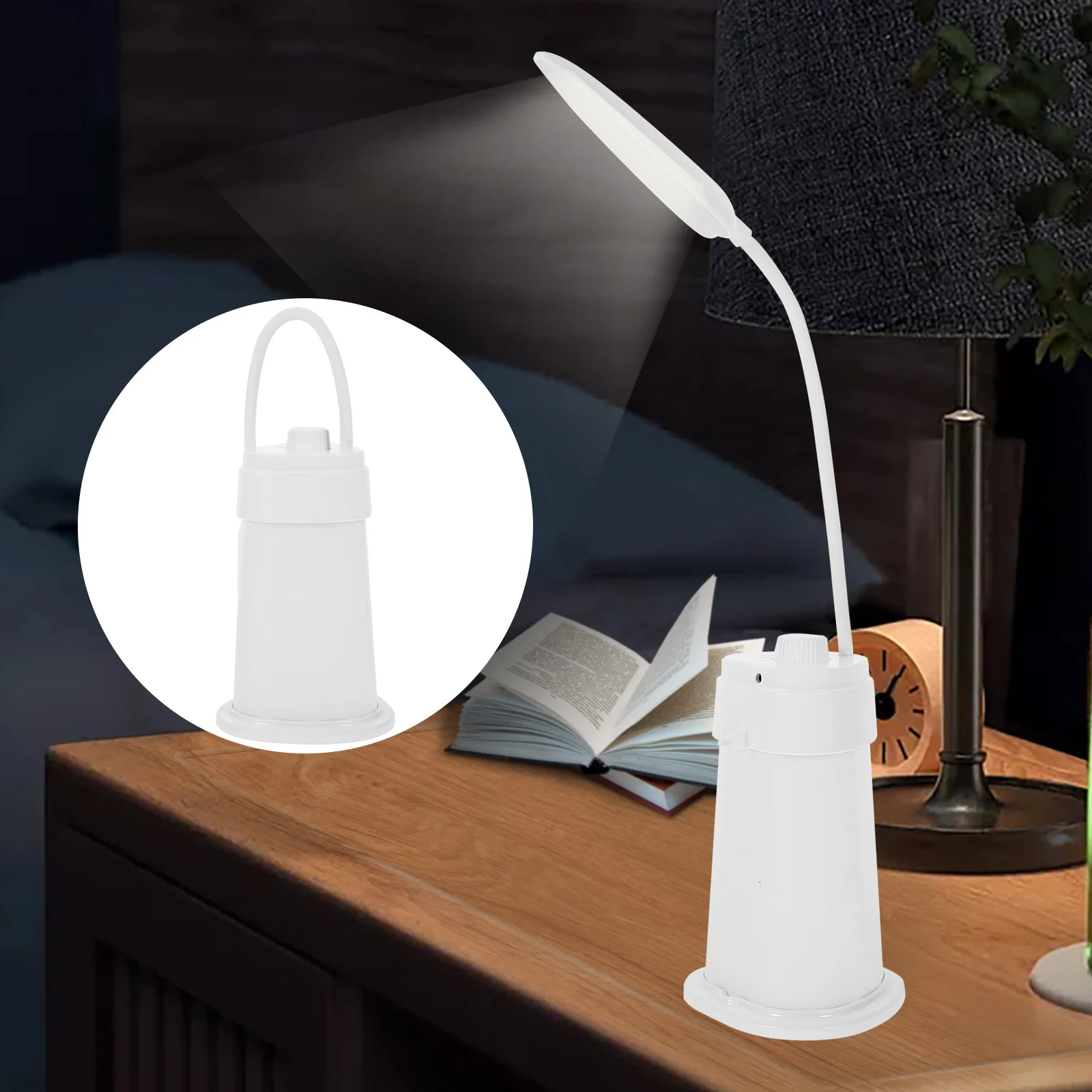 

Rechargeable Portable White LED Desk Lamp Creative Design Flexible Use for Study Bedroom Office Reading Portable Lamp