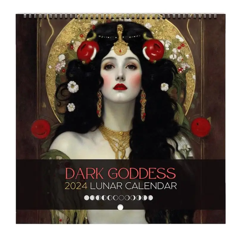 

Dark Goddess 2024 Calendar Black Wall Calendar Moon Phases Greek Mythology Gift Dark Aesthetic for Boho Gothic Pagan Room