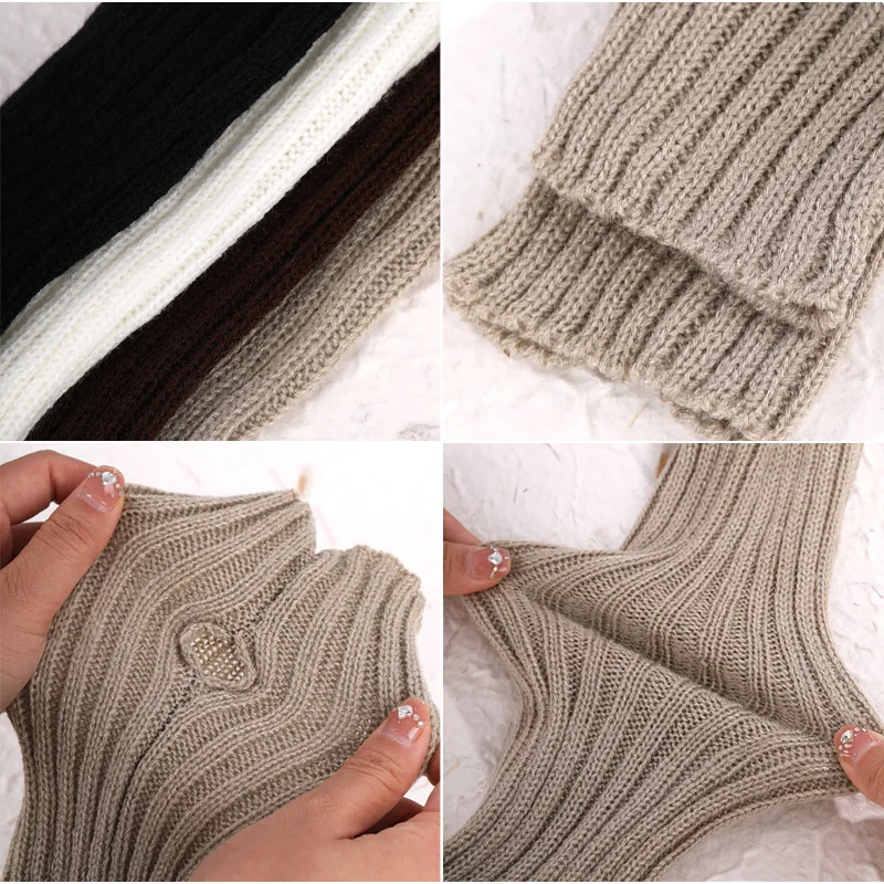 Lange Vingerloze Handschoenen Vrouwen Wanten Winter Arm Mouwen Gebreide Arm Warmer Casual Zachte Vingerloze Wanten Punk Gothic Handschoenen 2023