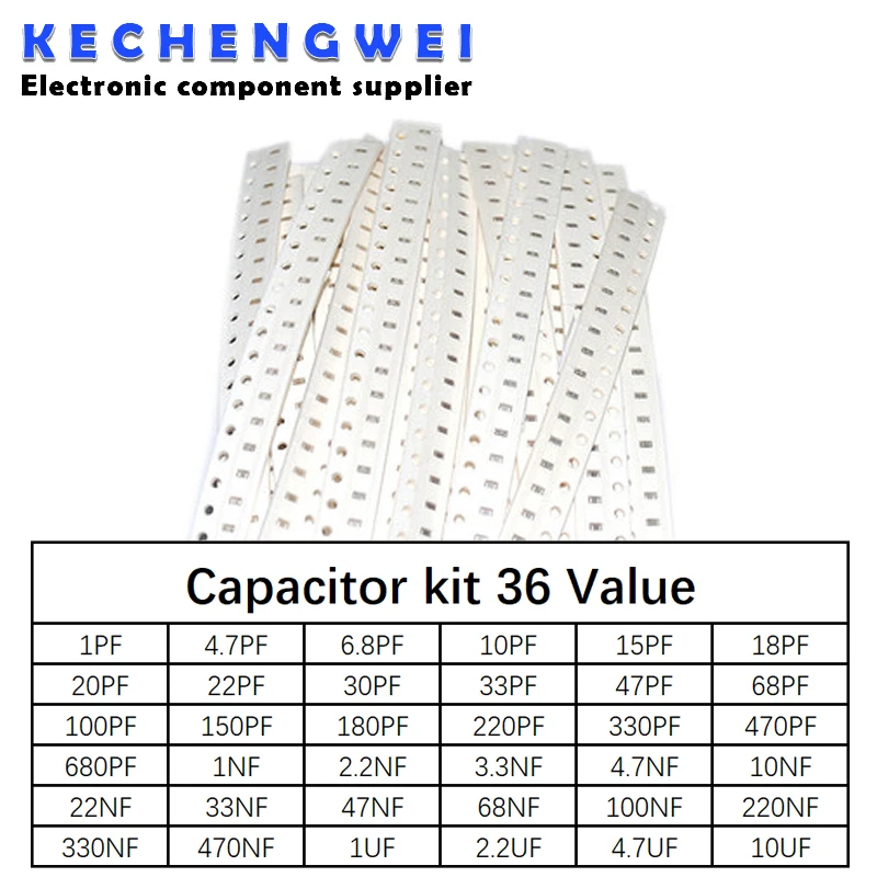 0805 SMD Capacitor assorted kit ,36values*20pcs=720pcs 1pF~10uF Samples Kit electronic diy kit