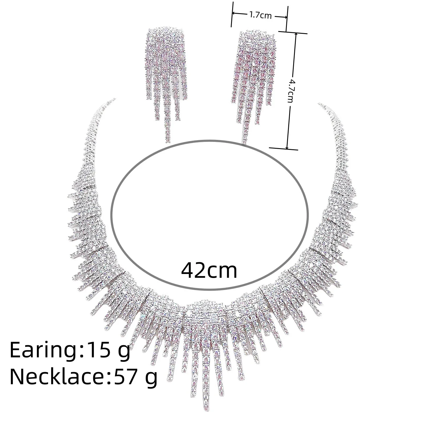 2 Pcs Set New Sparkling Full Diamonds High Quality Ladies Jewellery Necklace Earrings Daily Party Prom Wedding Bridal Gift M-422