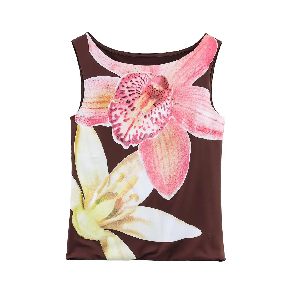 

UNIZERA Women's Top Fashionable and Simple Round Neck Sleeveless Flower Printed Style Summer New Top