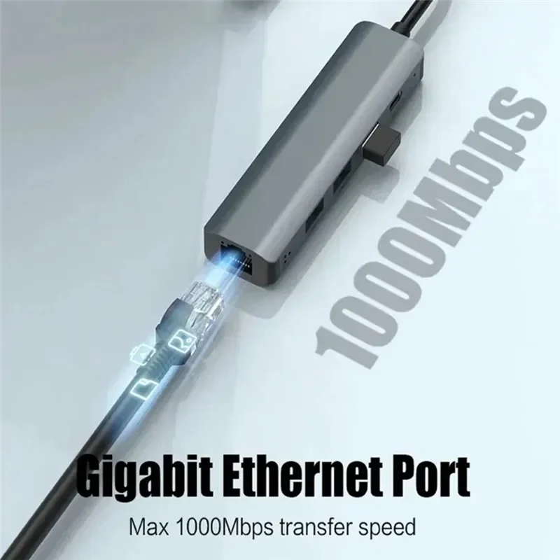 

Стильный концентратор USB C Gigabit Ethernet RJ45 Многопортовый адаптер USB-A Тип C USB 3.0 Док-станция для передачи данных для Pro