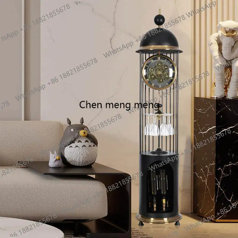

European-style floor clock living room Chinese-style retro villa large ornament vertical clock American creativity