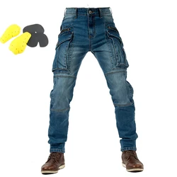 New Autumn Men Pants Casual Tactical Jeans Male Multiple Pockets Cargo Pant Casual Straight Dimem Jeans Trousers Plus Size S-4Xl