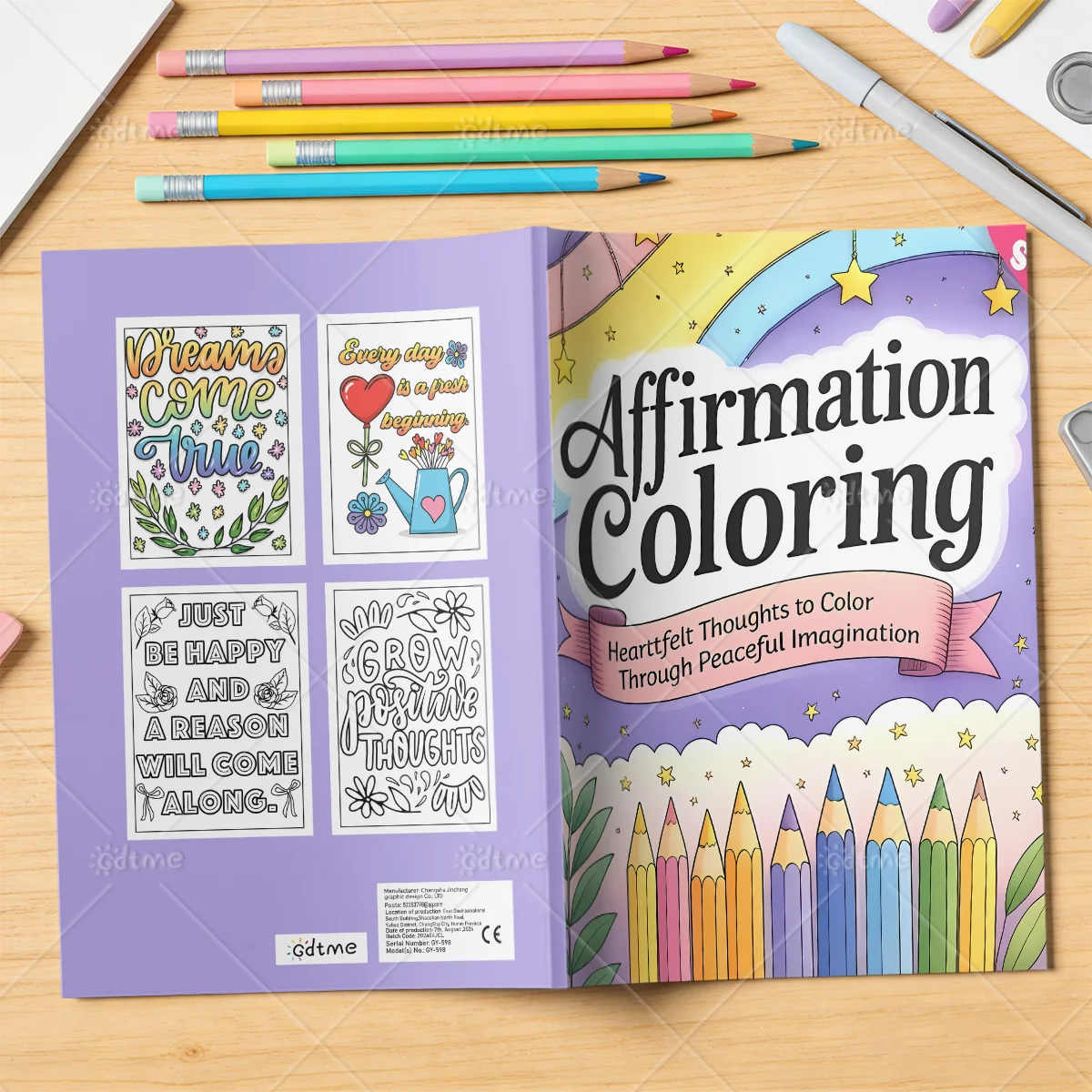 Affirmation Coloring Book Thick Line Positive Peaceful Design Stress Relief Coloring Pages for Adult Self Care Relaxation