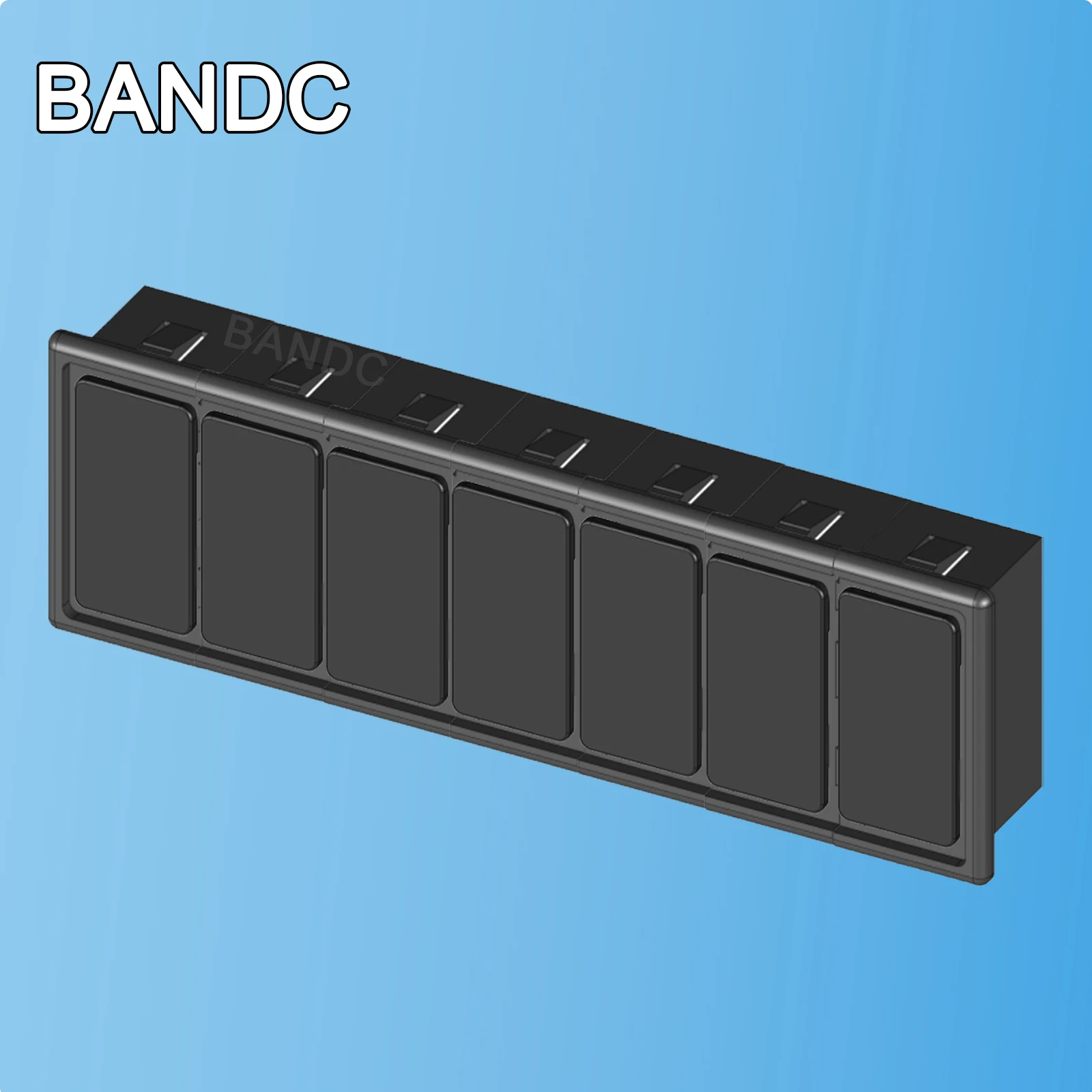 7-Gang ABS Dashboard Standby Switch Panel - Rocker Switch Housing with Removable Blank Covers for Cars,Trucks,Buses,Boats,ATV