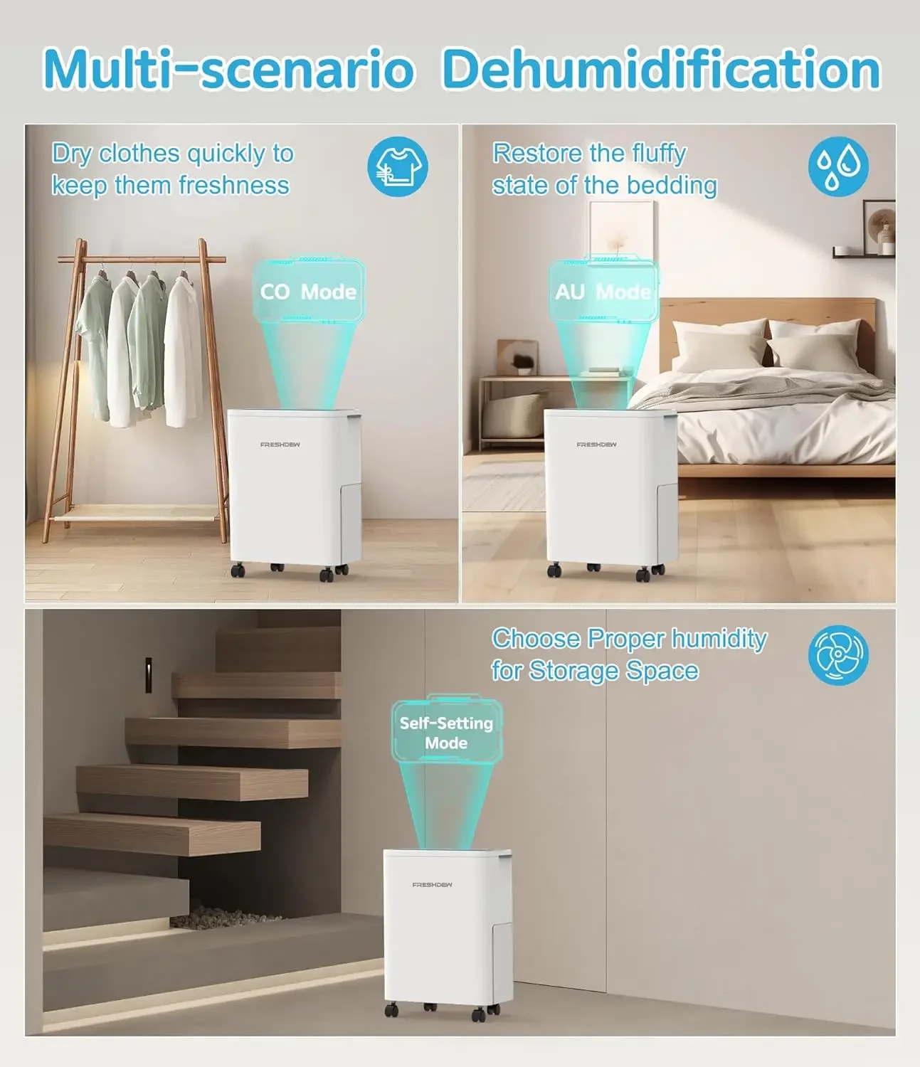 Dehumidifiers for Home, 1500 Sq. Ft Dehumidifiers with Drain Hose, 0.52 Gallon Water Tank for Basement Bathroom Bedroom, 24H Tim