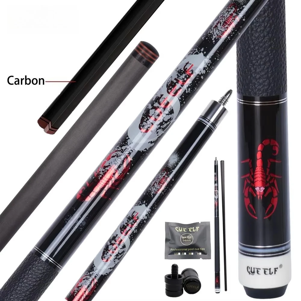 

Billiard Pool Cue 12.5mm Tip Size Real Leather Warp Carbon Fiber Shaft Attach Cue Extention