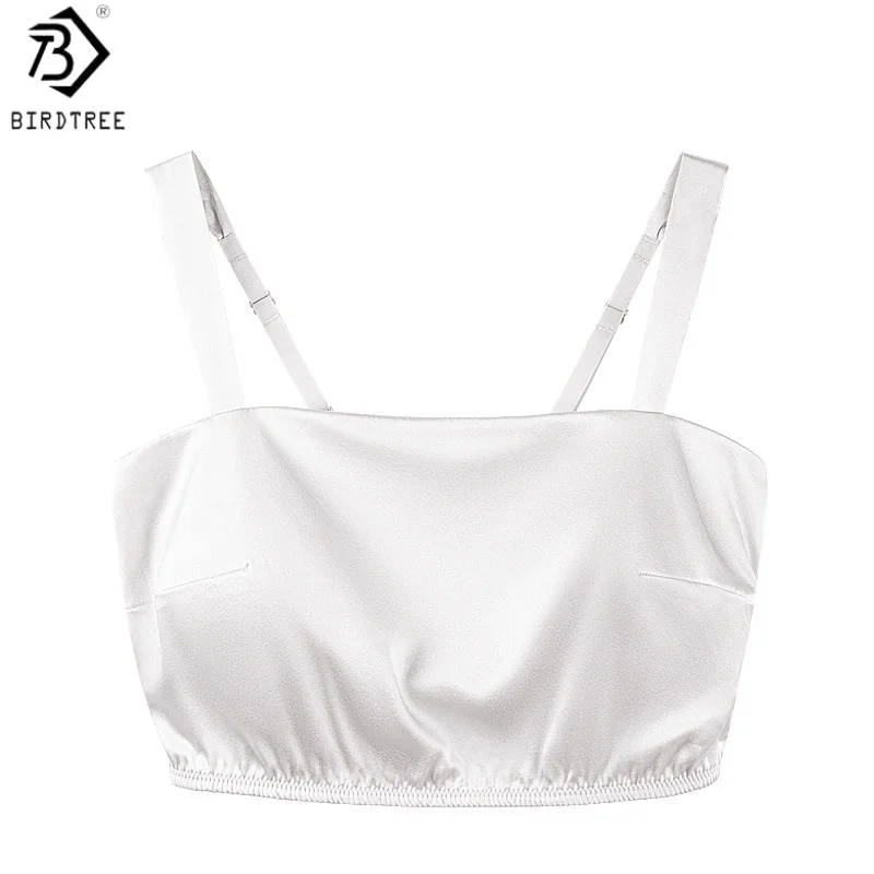 Birdtree, 93% Silk 7% Spandex Solid Bra, Women's Bralette Full Cup Underwear, Wireless Basics Bras, 2026 Summer New A64611JF