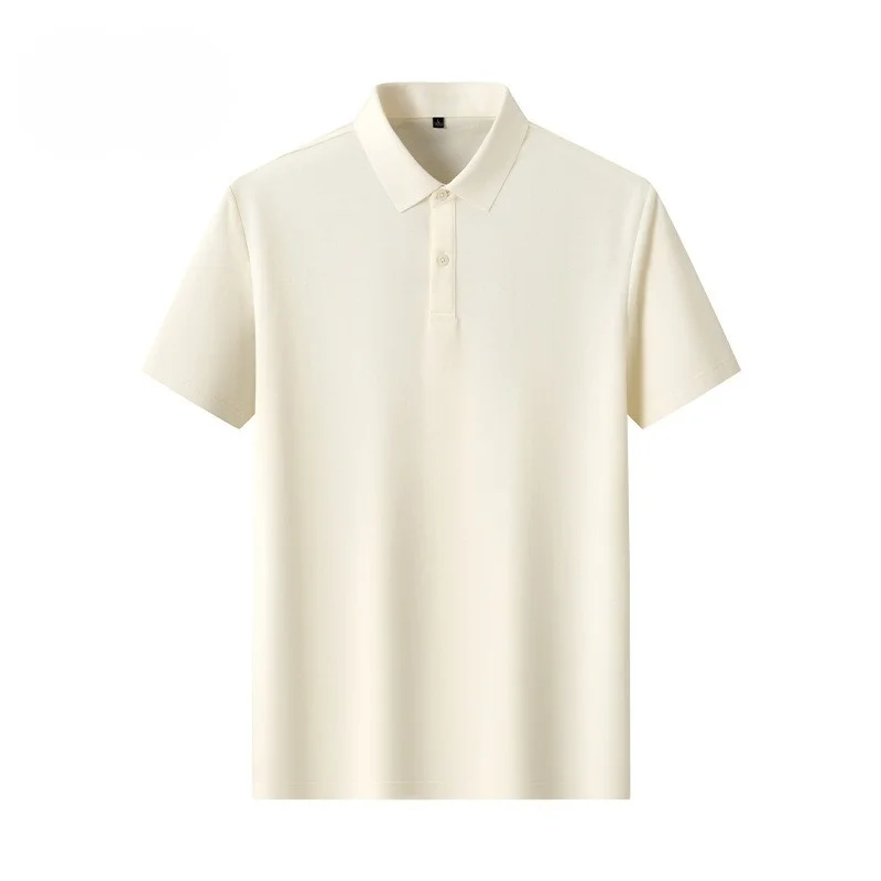 

New summer men's soft, breathable, loose and cool short-sleeved pure cotton plain-colored POLO shirt for business and casual wea