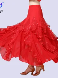 Modern Dance Skirt New Sequin Big Swing Skirt Ballroom Dancing Social Dance Skirt Dance Practice Clothes Competition Clothes