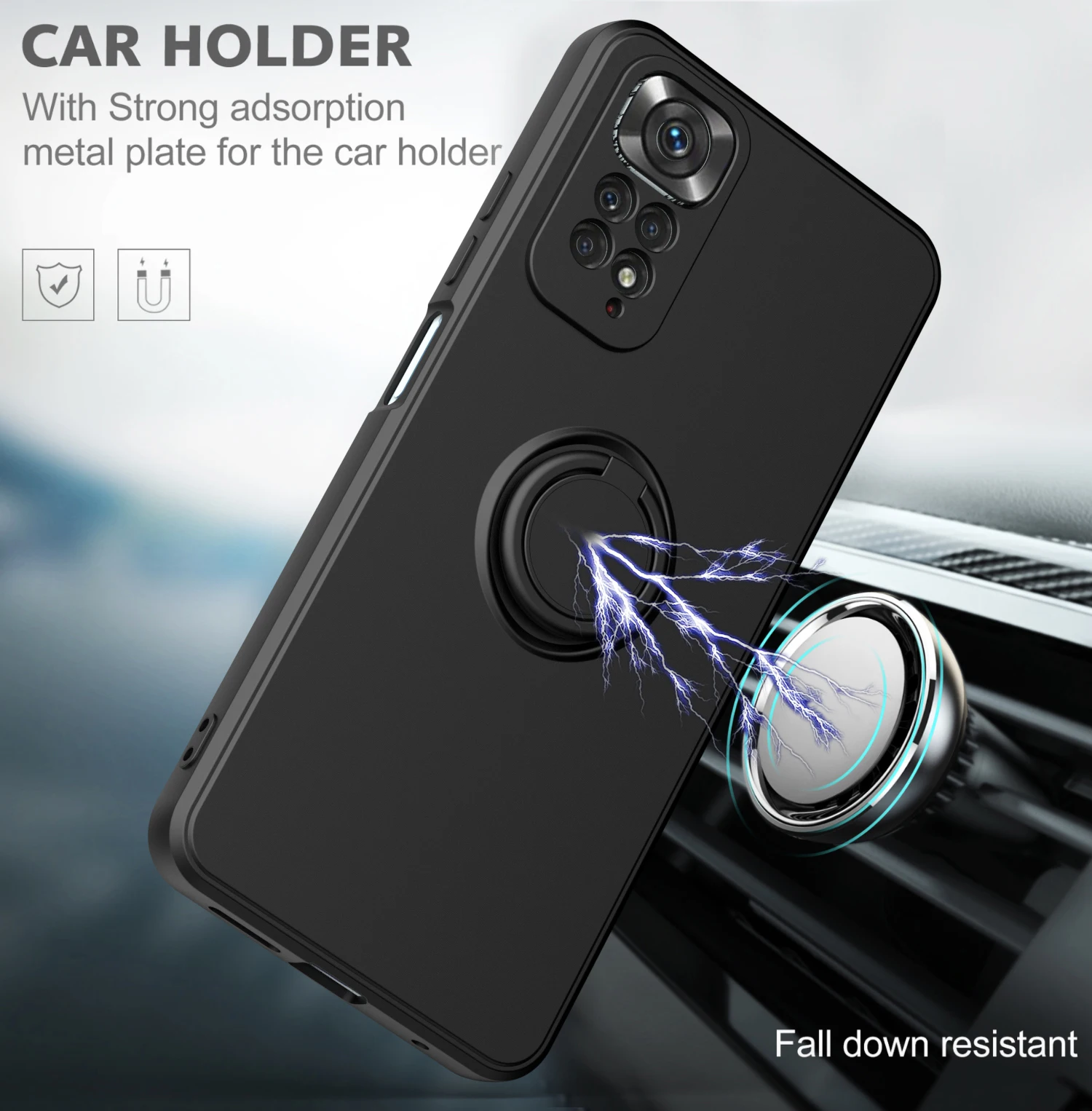 Magnetic Ring Holder Phone Case For Xiaomi Redmi Note 11S  Pro 10 5G POCO M4  Mi  Lite 12  Liquid Silicone Back Cover