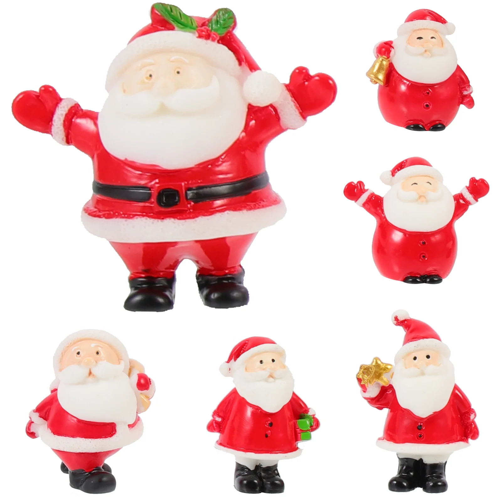 

12 Pcs Santa Claus Ornament Christmas Decoration Mini s Miniature Ornaments Winter Resin Micro Figures Miniatures