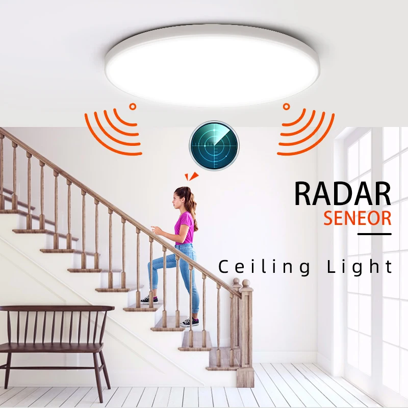 Radar Sensor LED Ceiling Lights 20W 30W Motion Sensor Lighting for Porch Hallways Corridor Balcony Smart Ceiling Lamp with Radar