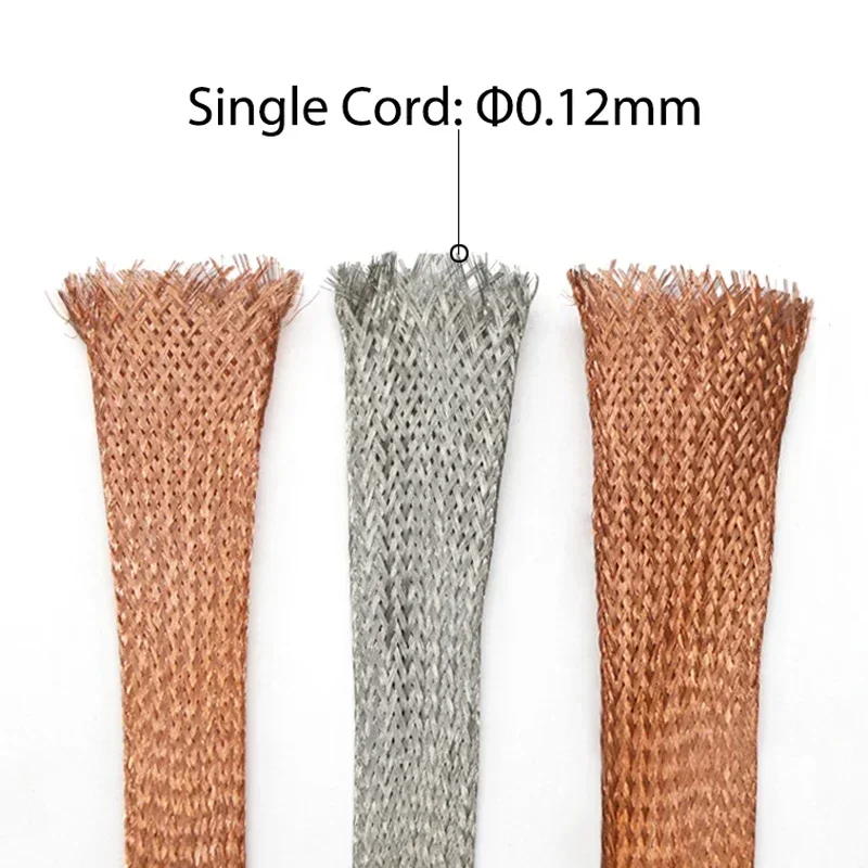 1/5/20M Width 2mm ~ 28mm Pure Copper Tinned Plating Braided Sleeve Expandable Screening Signal Wire Cable Shielded Metal Sheath - Image 3