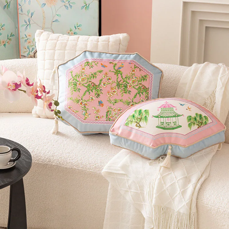 

New Chinese Style Fan-Shaped Body Pillow Creativity Living Room Home Decoration And Accessories Sofa Cushions Handmade Tassel