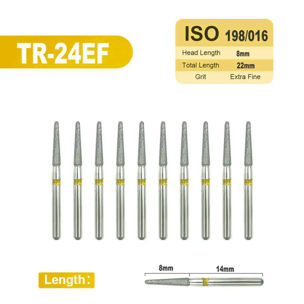 Fresas de diamante Dental de alta velocidad, para blanqueamiento Dental, FG, 1,6mm, TR-24EF, 10 unids/lote por caja