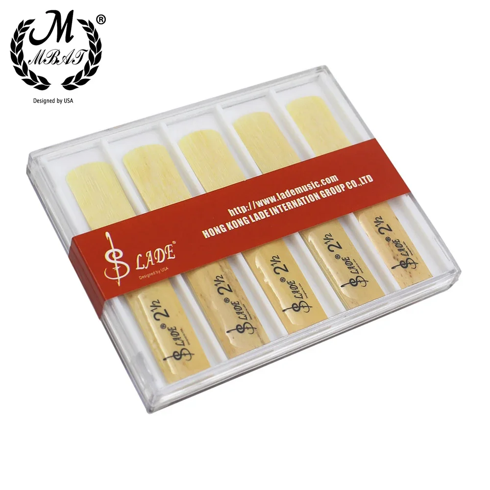 M MBAT 10 Pcs/Set B-flat Clarinet Reed Strength1.5 /2/2.5/3/3.5 Woodwind Instrument Accessories Bamboo Music Tools with Box