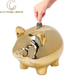 Animal Piggy Bank Statues Sculptures Figurines For Home Decor Gold Living Room Decoration Table Desk Ornament Pink Pig Cute Gift