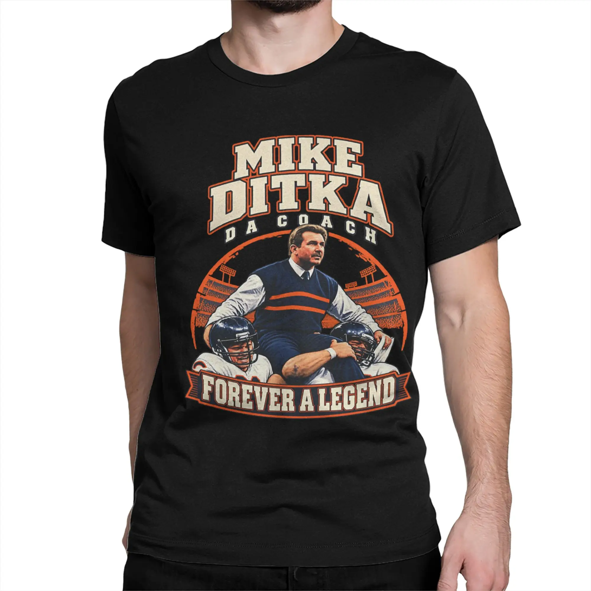 Funny Mike-Ditka Da-Coach Stadium Players Forever T-Shirts Men Pure Cotton T Shirt  Short Sleeve Tee Shirt New Arrival Tops