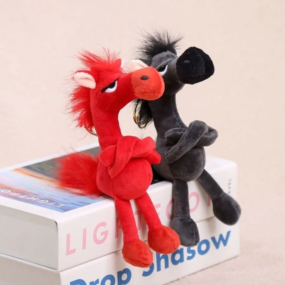 

Cartoon Simulation Horse Stuffed Keychain Fantasy Style Stuffed Horse Exquisite Craftsmanship Black Red Simulation Horse