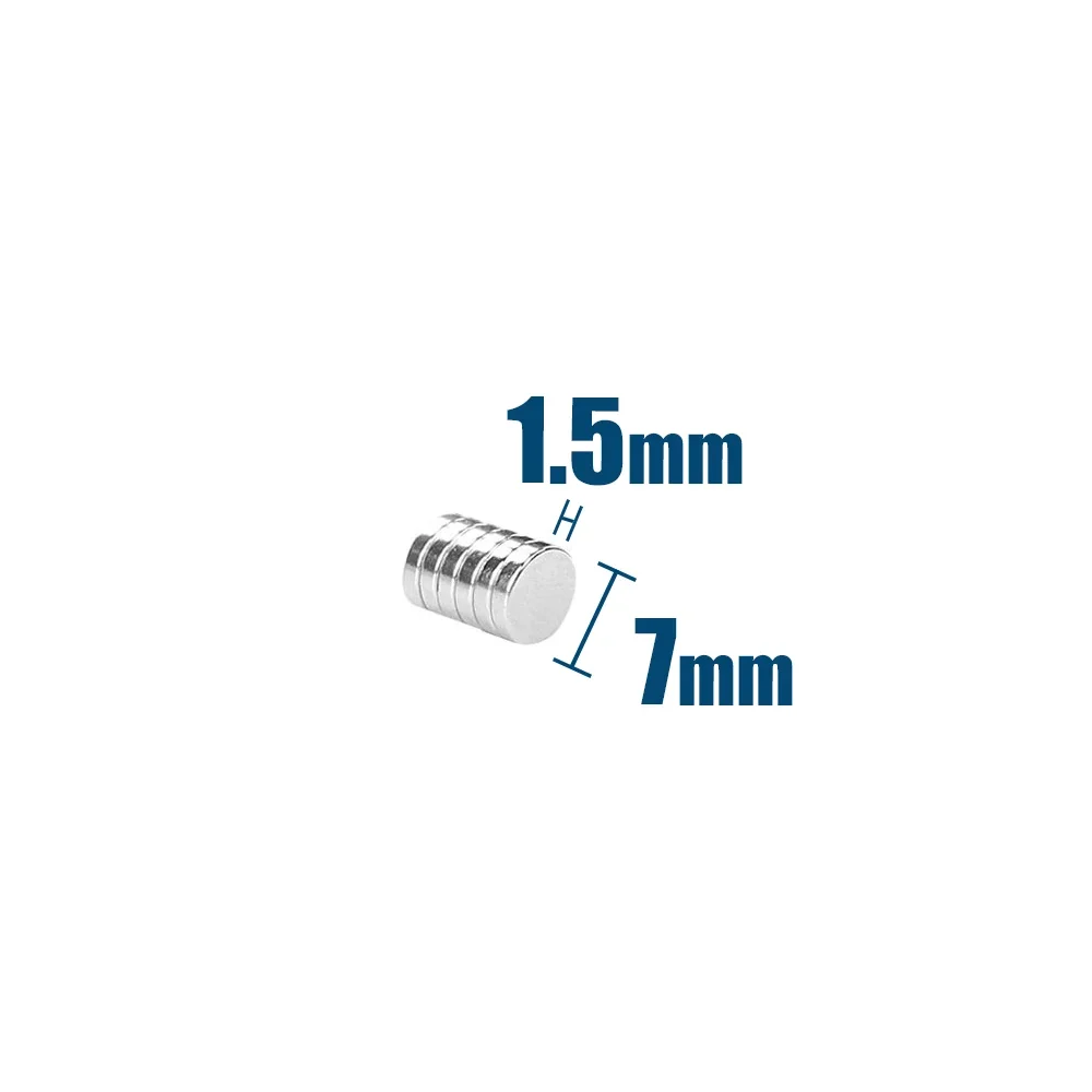 50/100/200PCS 7x1.5mm Mini Round Super Strong Neodymium Magnets N35 Powerful Fridge Magnets Magnetic Sheet Fishing Magnet image 2