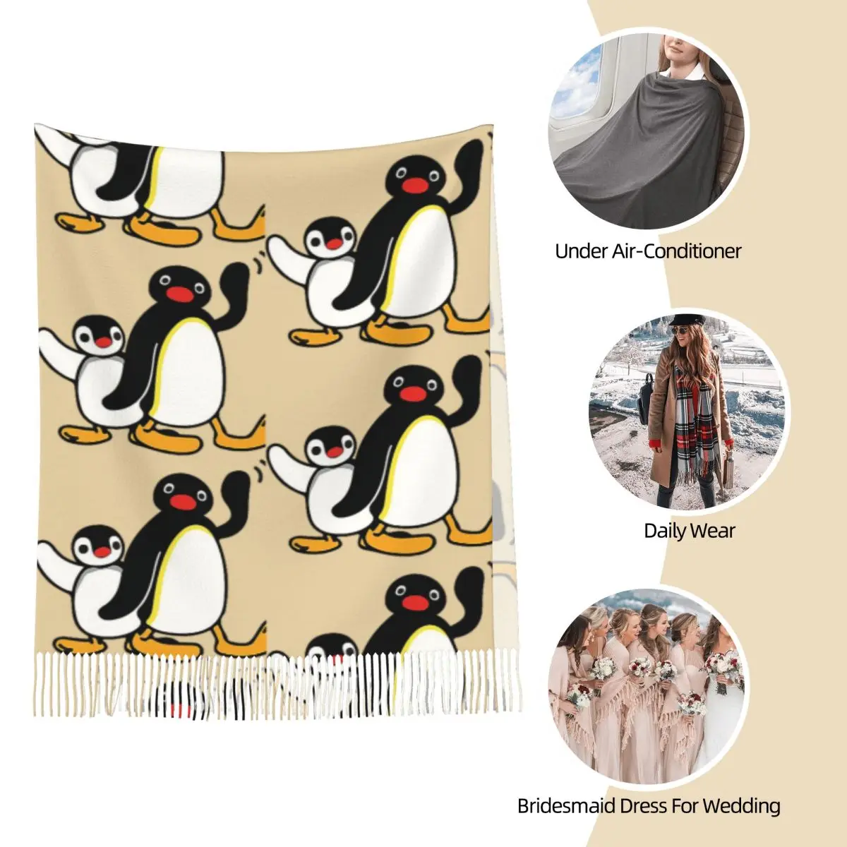 Sciarpa Pingu Sciarpe con nappe Scialli e stole morbidi e caldi da donna Grande scialle autunno inverno