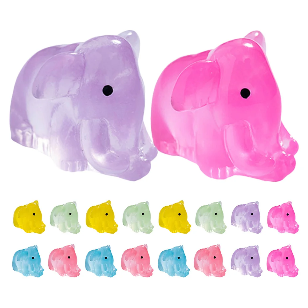 

18Pcs Luminous Mini Elephant Resin Glow in Dark Tiny Animal Figures for DIY Micro Landscaping Fairy Garden Decor