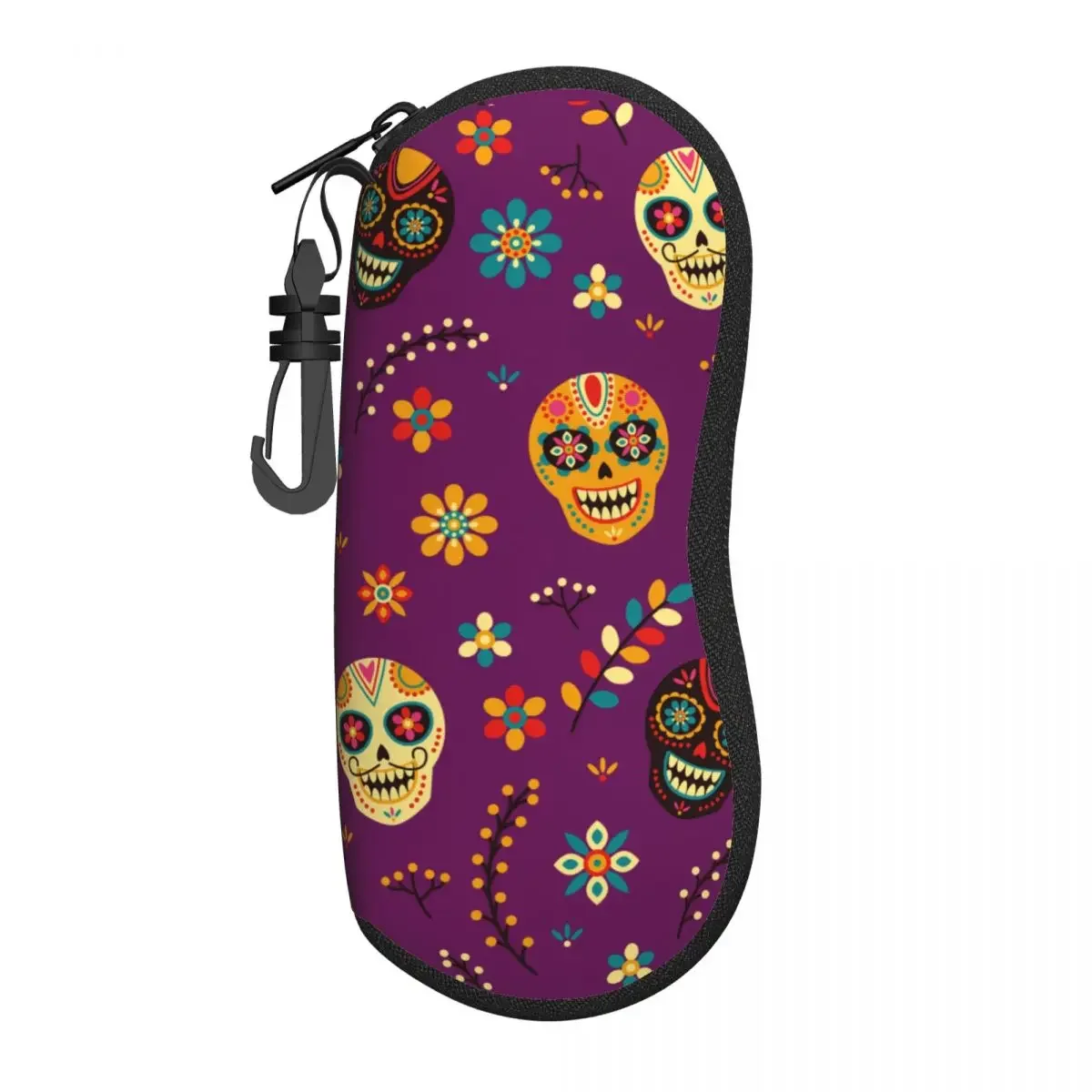 Sugar Skull Halloween Glasses Case Anti-Fall Day of the Dead Mexican Sunglasses Storage Box Print Eyewear Container