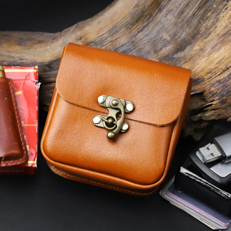 Soft Cowhide Small Waist Bag Genuine Leather Belt Pack Sheath Wallet Card Holder Car Key Case House Key Pouch view 5