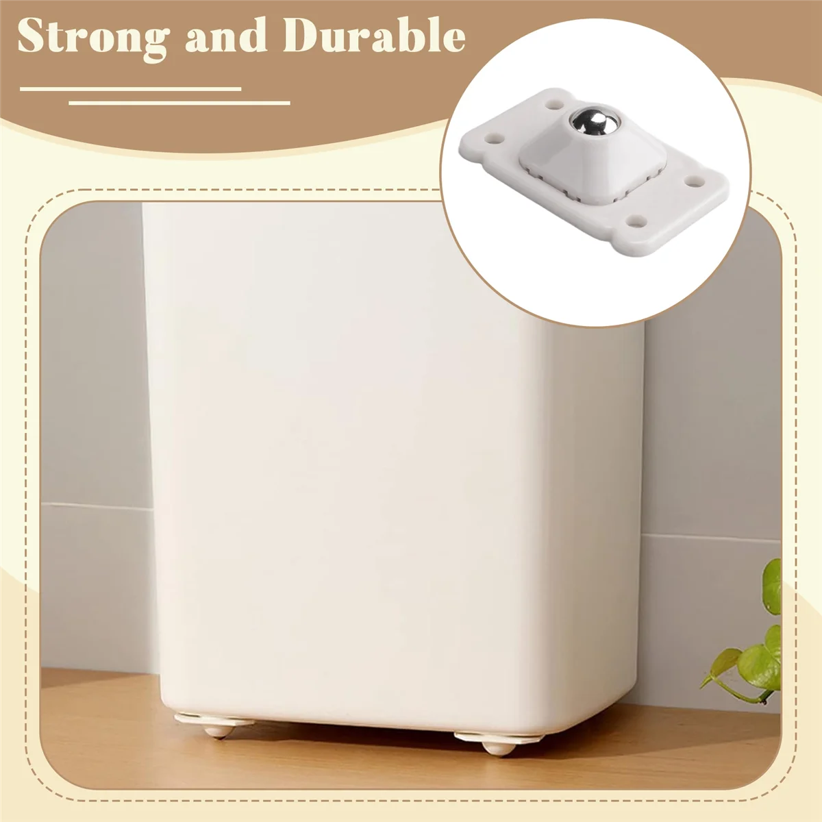 #04W 16 Pcs Self Adhesive Wheels 4.5 x 2.8cm(White),Industrial Hardware,(ABS+stainless steel)