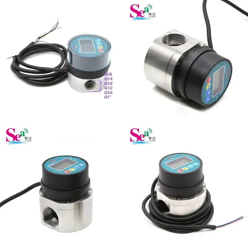 SEA DIJIANG RS485 Modbus BSP G1'' Inline ZJLCD Digital Turbine Flow Meter 3-60LPM Fuel//Oil/ 304 Stainless