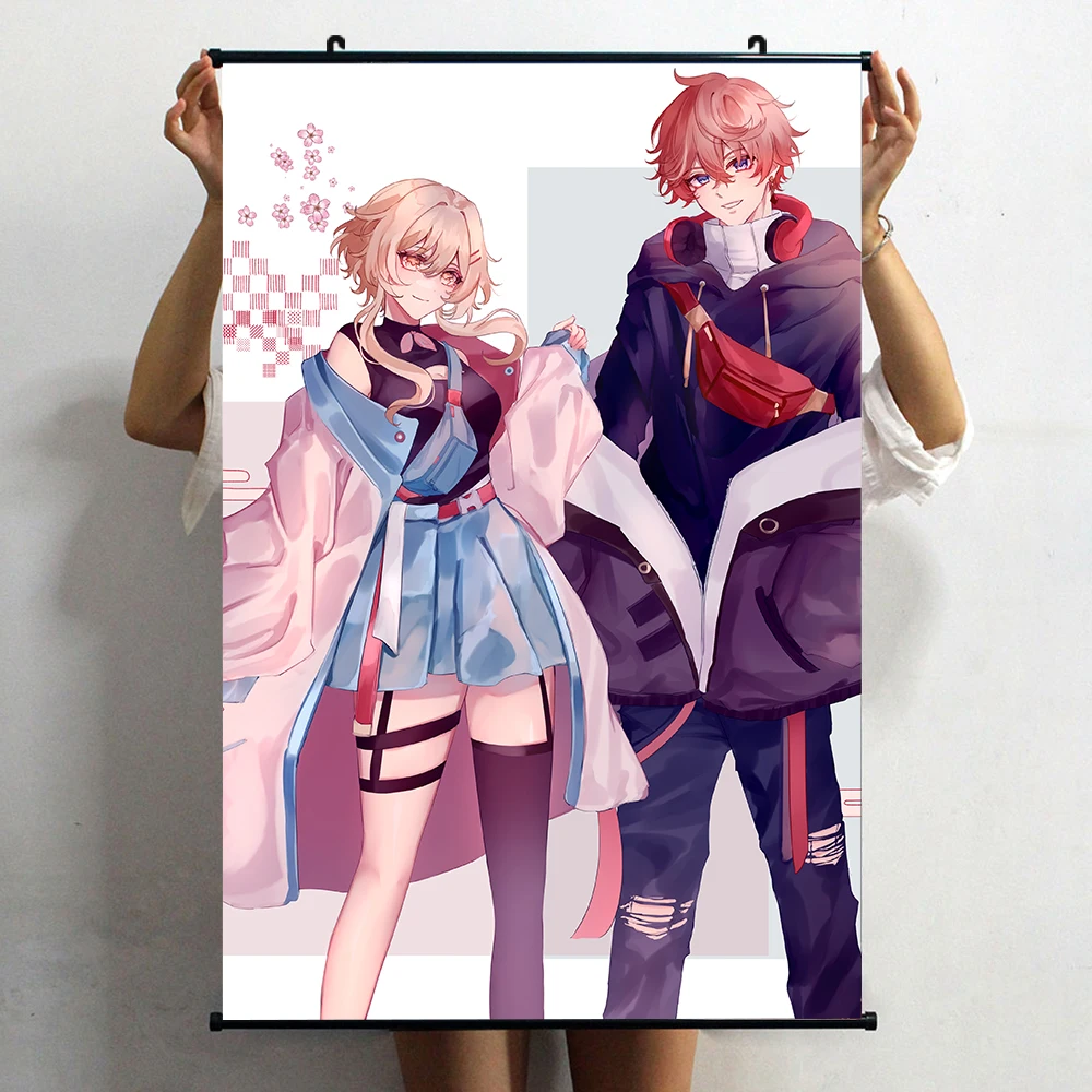 HOT Anime Genshin Impact Tartaglia Lumine Thoma Aether Zhongli 3D Printed HD Wall Scroll Poster Living Room Decor Collection Art