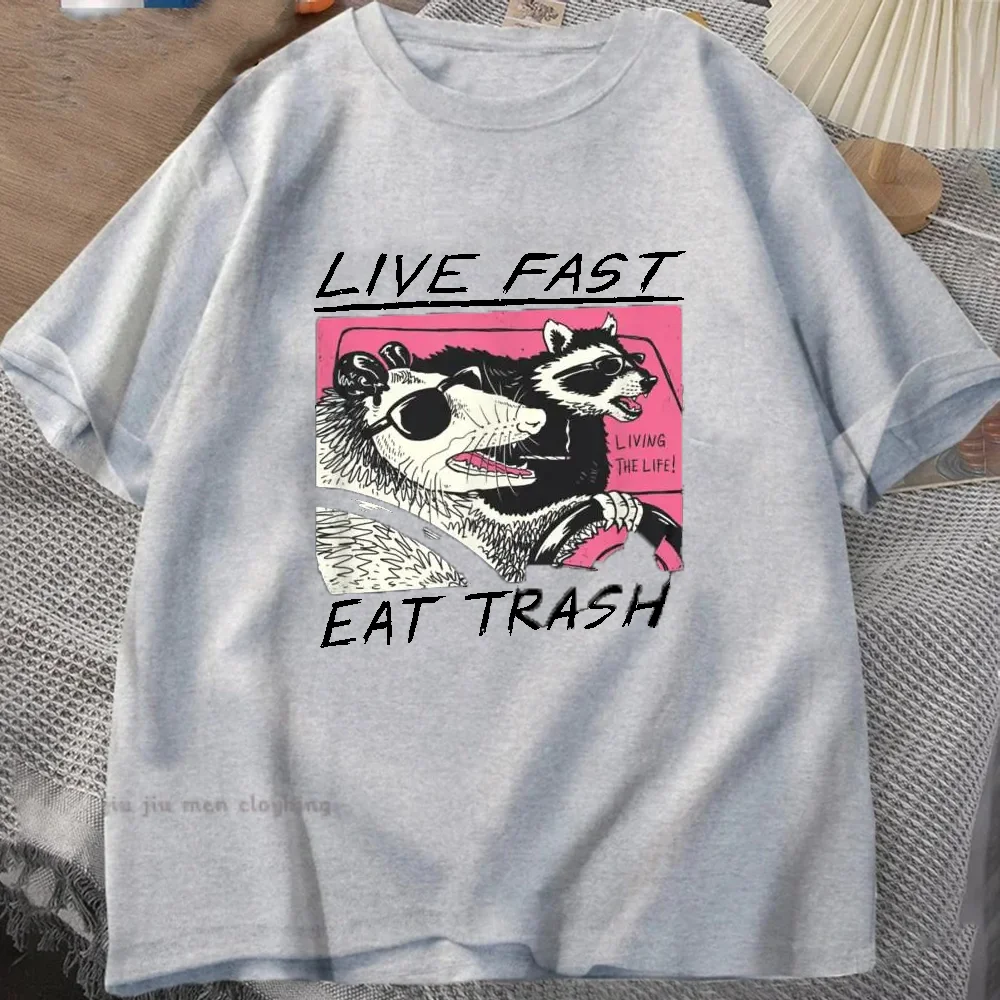 Live Fast Eat Trash Men Women T-Shirt Hot Sale New Cotton T Shirt loose casual unisex Tops Tees graphic print Harajuku Tshirts