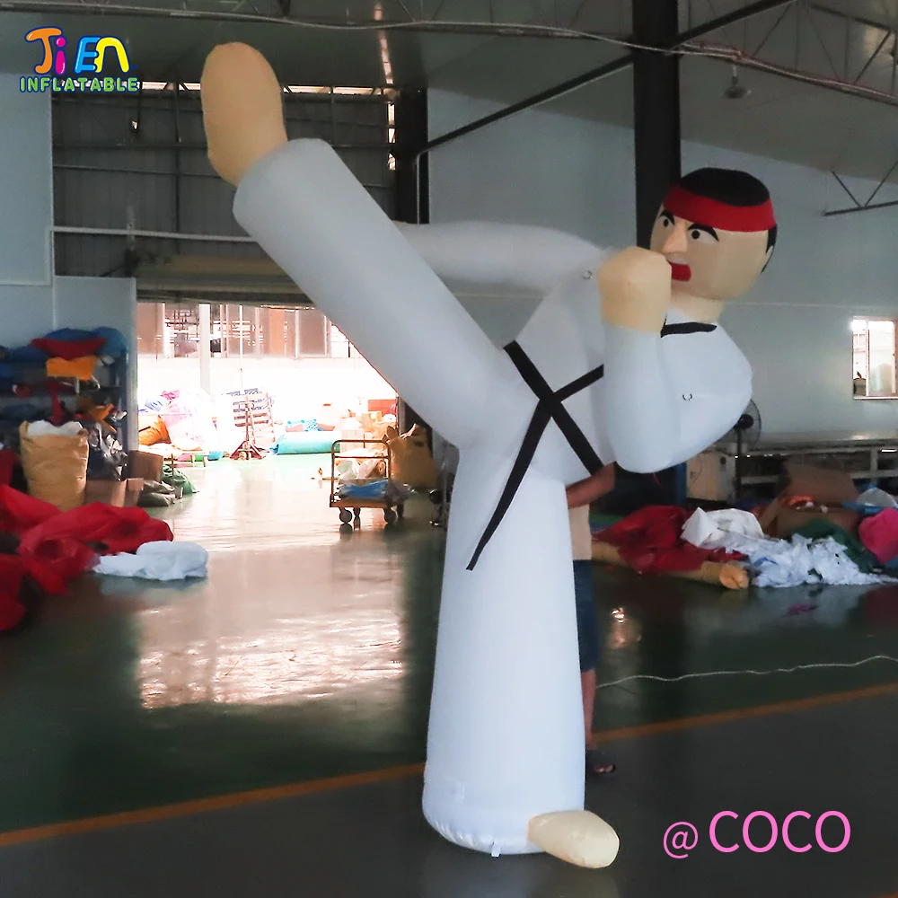 fast air ship to door,giant inflatable taekwondo cartoon,gym outdoor advertisement cartoon inflatable