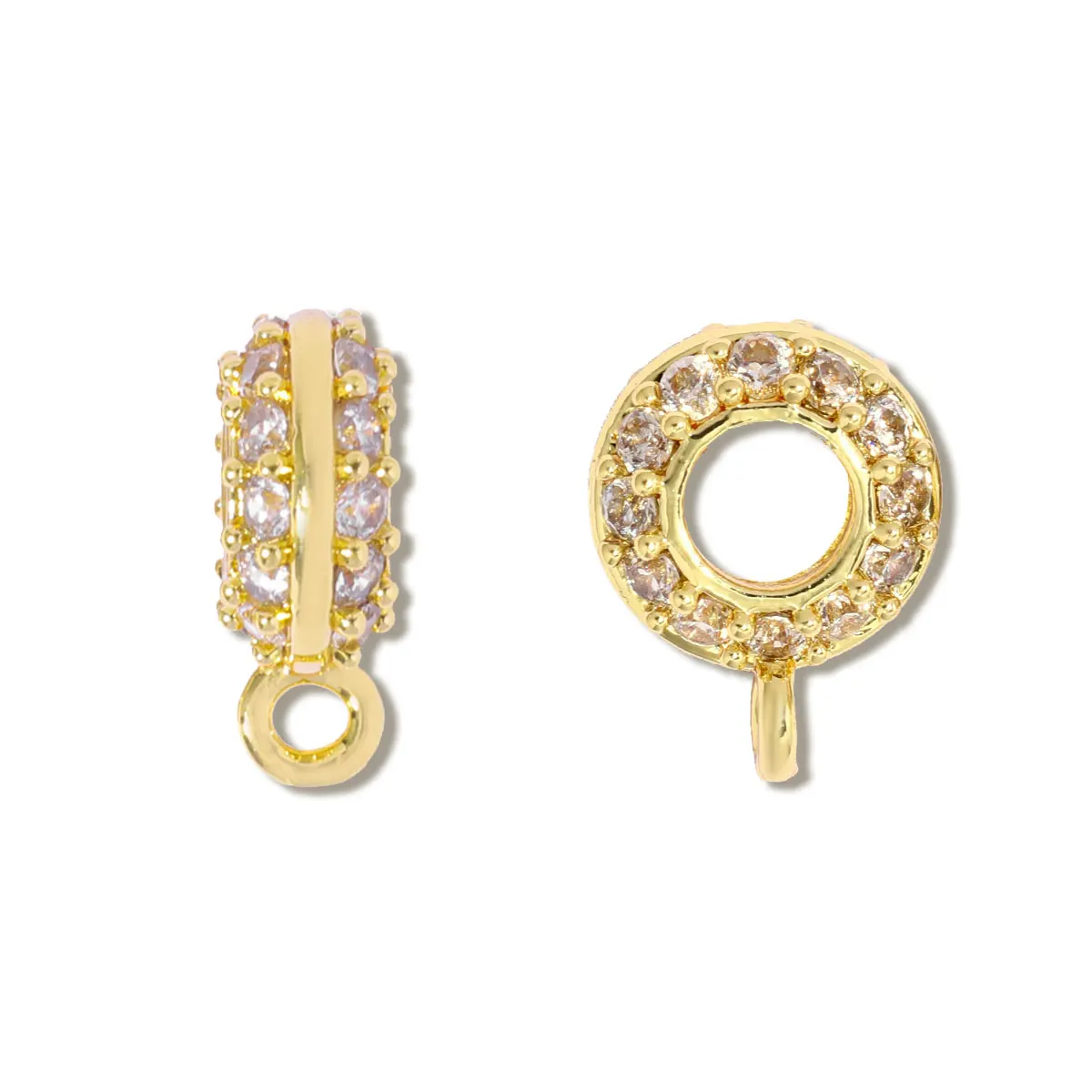 5pcs/Lot Round Copper Zircon DIY Spacer Bead Charms Wholesale Women Wheel Pendant Bail Necklace Bracelet Jewelry Making