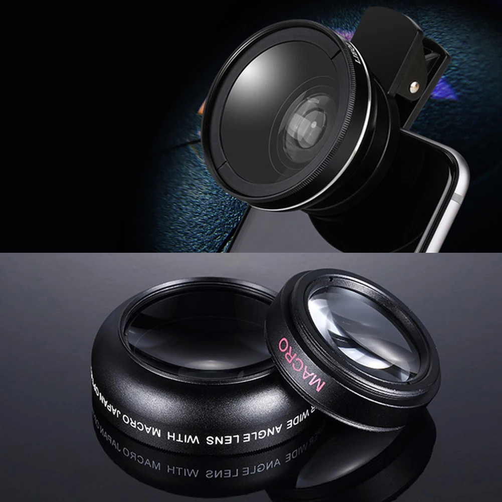 2 in 1 Universal Phone Lens 0.45X 49UV Super Wide Angle Macro Lenses Camera Kits With Clip Lens On The Phone For iPhone Android