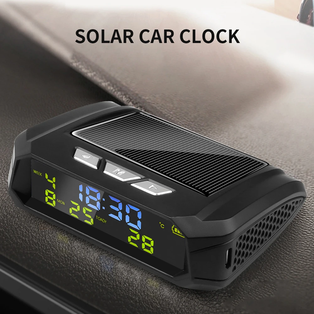 TPMS Look Solar Car Digital Clock with LCD Time Date In-Car Temperature Display for Outdoor Personal Car Part Decoration