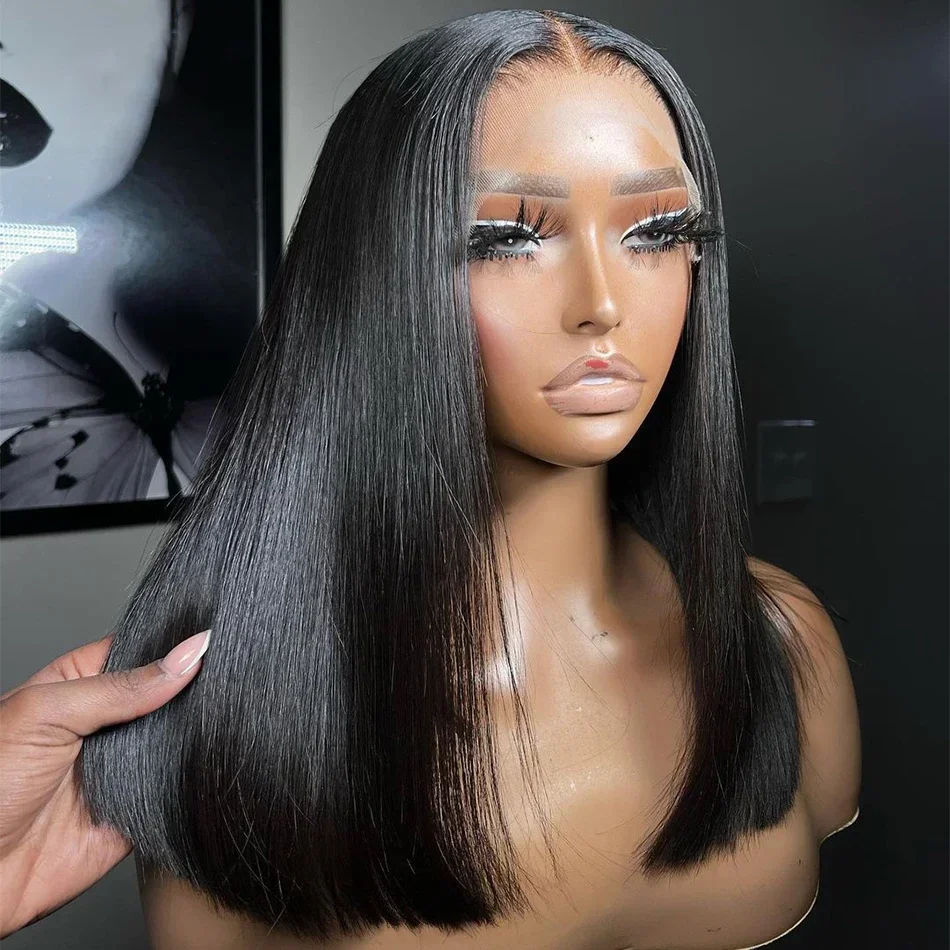 

Black Pearl Glueless Bob 220% Wig Human Hair 13x4 Bob Lace Frontal Short Bob Wig Bone Straight Human Hair Wig Pre Plucked