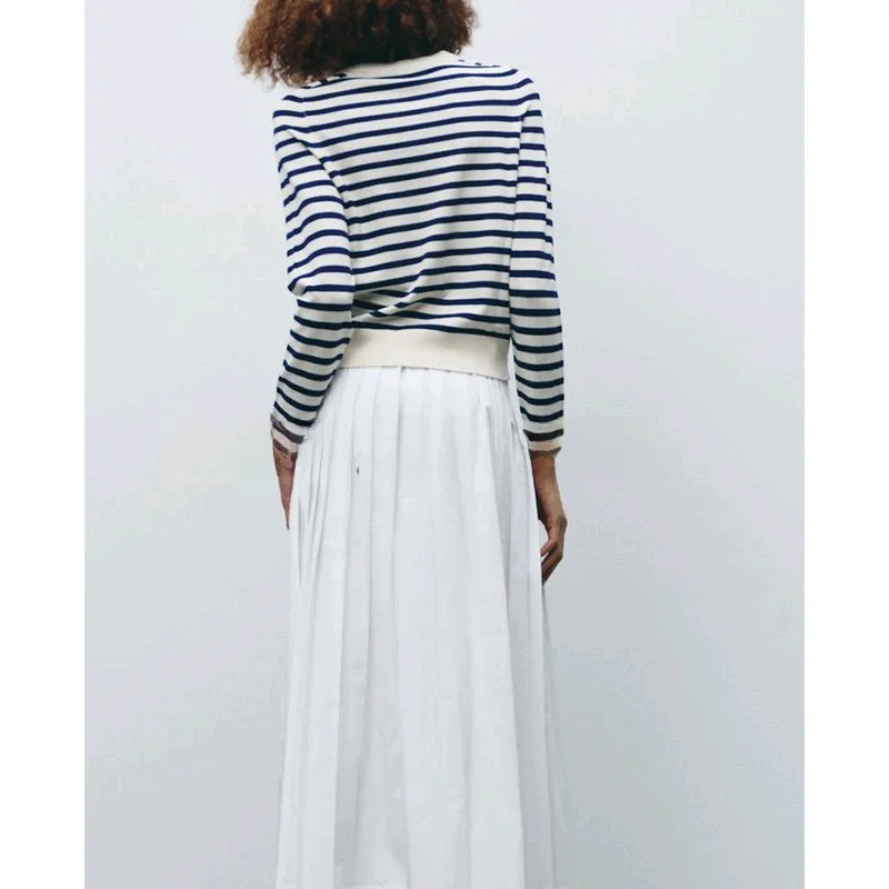 Gonna longuette a bottone singolo Faion a trapezio da donna della nuova primavera con Bule decorato a pieghe a vita alta per pendolari in poliestere...