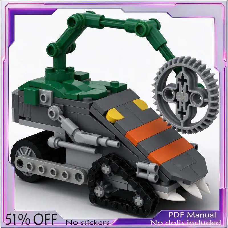 177PCS Sci Fi Tracked Saw Blade Vehicle With Robotic Arm Building Blocks Set Creative Model DIY Assembly Toy Birthday Gift